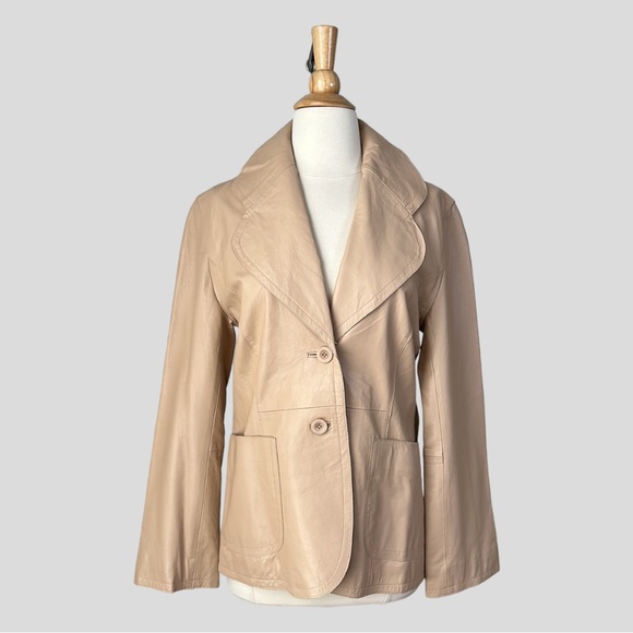 Olly London Jackets & Blazers - OLLY London Retro Tan Leather Jacket, 8